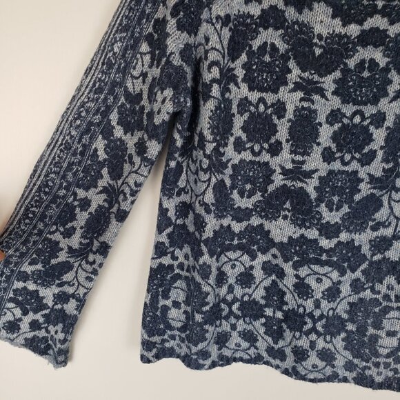 Lucky Brand Damask Pullover Sweater in Blue Multi Womens Size XS - Picture 4 of 6